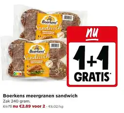 Jumbo Boerkens meergranen sandwich aanbieding