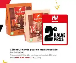 Jumbo Côte d’Or carrés puur en melkchocolade aanbieding
