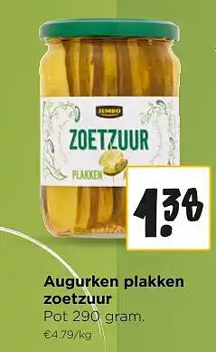 Jumbo Augurken plakken zoetzuur aanbieding