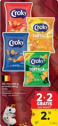 Carrefour Flat chips (200 g) en tortilla (160 g) Croky aanbieding