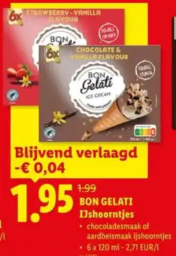 Lidl BON GELATI IJshoorntjes aanbieding