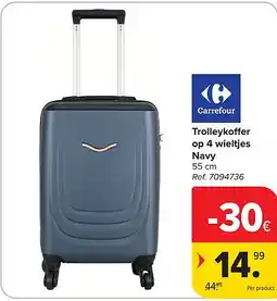 Carrefour Trolleykoffer op 4 wieltjes Navy aanbieding