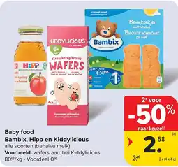 Carrefour Baby food Bambix, Hipp en Kiddylicious aanbieding