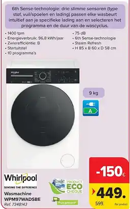 Carrefour Wasmachine WPM97WADSBE aanbieding