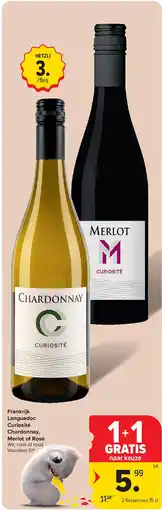 Carrefour Frankrijk Languedoc Curiosité Chardonnay, Merlot of Rosé aanbieding