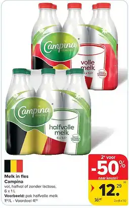 Carrefour Melk in fl es Campina aanbieding