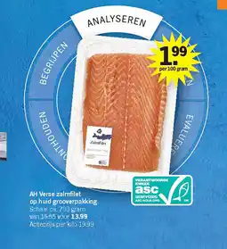 Albert Heijn AH Verse zalmfilet op huid grooverpakking aanbieding