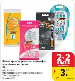 Carrefour Scheerapparaatjes en scheermesjes voor dames en heren Bic aanbieding