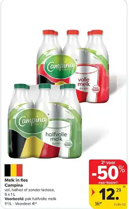 Carrefour Melk in fl es Campina aanbieding