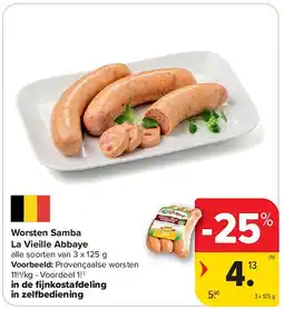Carrefour Worsten Samba La Vieille Abbaye aanbieding