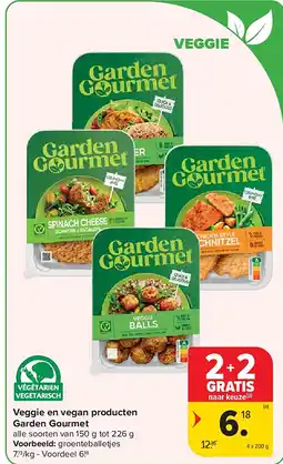Carrefour Veggie en vegan producten Hetzij Garden Gourmet aanbieding