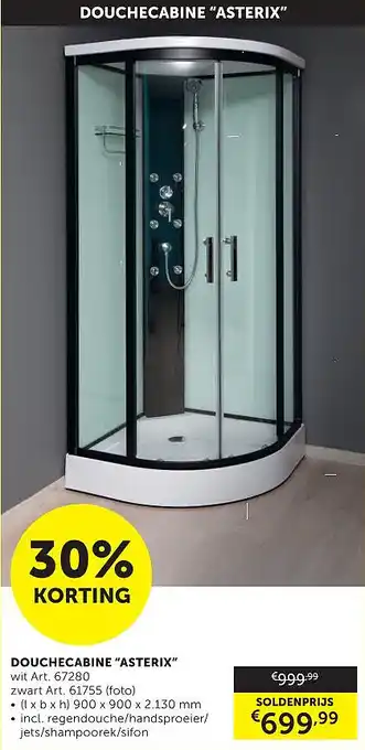 Zelfbouwmarkt DOUCHE CABINE “ASTERIX” aanbieding
