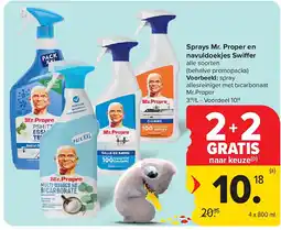 Carrefour Sprays Mr. Proper en navuldoekjes Swiffer aanbieding