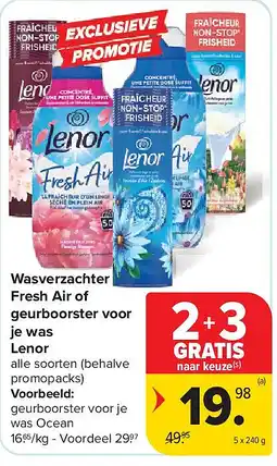Carrefour Wasverzachter Fresh Air of geurboorster voor je was Lenor aanbieding