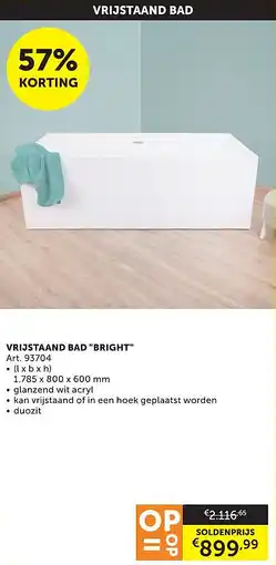 Zelfbouwmarkt VRIJSTAAND BAD BRIGHT aanbieding