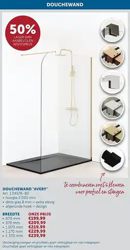Zelfbouwmarkt DOUCHEWAND AVERY aanbieding