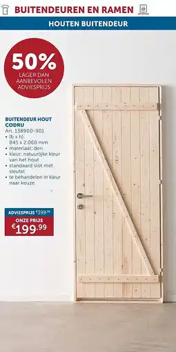 Zelfbouwmarkt BUITENDEUR HOUT CODRU aanbieding