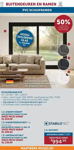 Zelfbouwmarkt SCHUIFRAMEN PVC aanbieding