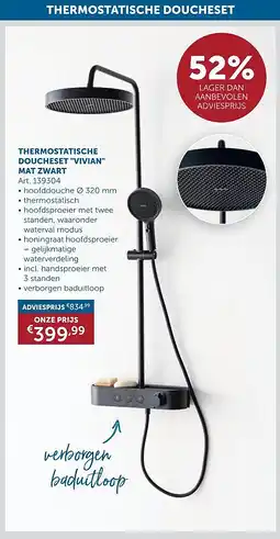 Zelfbouwmarkt THERMOSTATISCHE DOUCHESET VIVIAN MAT ZWART aanbieding