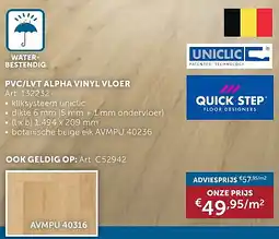 Zelfbouwmarkt PVC/LVT ALPHA VINYL VLOER aanbieding