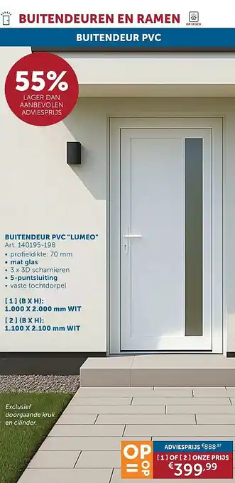 Zelfbouwmarkt BUITENDEUR PVC LUMEO aanbieding