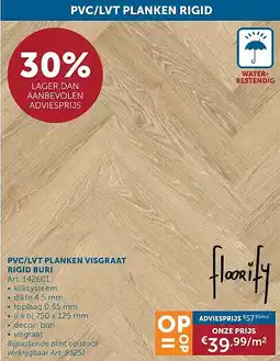 Zelfbouwmarkt PVC/LVT PLANKEN VISGRAAT RIGID BURI aanbieding