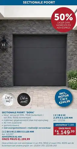 Zelfbouwmarkt SECTIONALE POORT DORA aanbieding