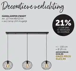 Zelfbouwmarkt HANGLAMPEN ZWART aanbieding