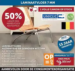 Zelfbouwmarkt LAMINAATVLOER AUTHENTIEKE EIK GEBROKEN WIT 7 MM aanbieding