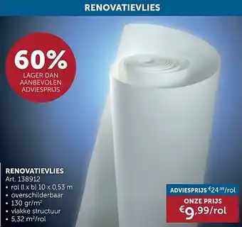 Zelfbouwmarkt RENOVATIEVLIES aanbieding