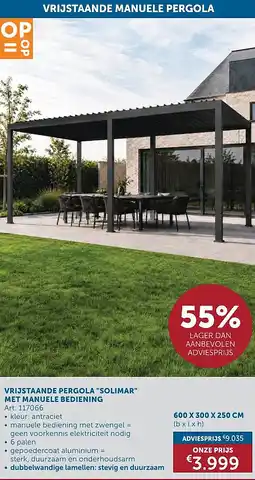 Zelfbouwmarkt VRIJSTAANDE PERGOLA SOLIMAR MET MANUELE BEDIENING aanbieding