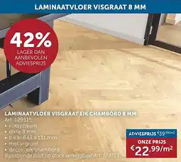 Zelfbouwmarkt LAMINAATVLOER VISGRAAT EIK CHAMBORD 8 MM aanbieding