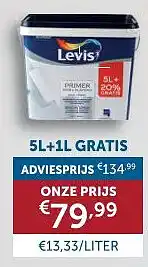 Zelfbouwmarkt LEVIS MUUR & PLAFOND PRIMER+1L GRATIS aanbieding