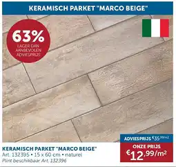 Zelfbouwmarkt KERAMISCH PARKET MARCO BEIGE aanbieding