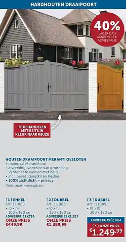 Zelfbouwmarkt HOUTEN DRAAI POORT MERANTI GESLOTEN aanbieding