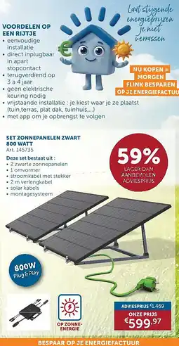 Zelfbouwmarkt SET ZONNEPANELEN ZWART 800 WATT aanbieding