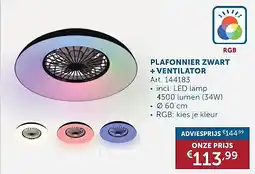 Zelfbouwmarkt PLAFONNIER ZWART + VENTILATOR aanbieding