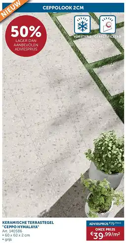 Zelfbouwmarkt KERAMISCHE TERRASTEGEL CEPPO HYMALAYA aanbieding