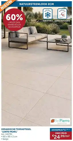 Zelfbouwmarkt KERAMISCHE TERRASTEGEL LENTO PEARL aanbieding