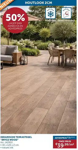 Zelfbouwmarkt KERAMISCHE TERRASTEGEL BRYCE WOOD aanbieding