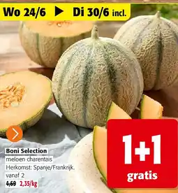 Colruyt Boni Selection meloen charentais Herkomst: Spanje/Frankrijk aanbieding