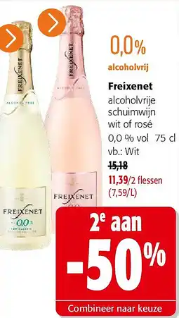 Colruyt Freixenet alcoholvrije schuimwijn wit of rosé 0,0 % vol aanbieding