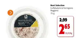 Colruyt Boni Selection truffelsalami & Parmigiano Reggiano aanbieding