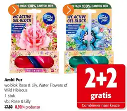 Colruyt Ambi Pur wc-blok Rose & Lily, Water Flowers of Wild Hibiscus 1 stuk aanbieding
