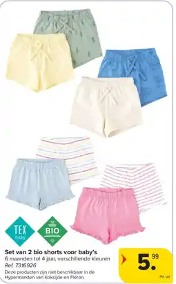 Carrefour Set van 2 bio shorts voor baby's aanbieding