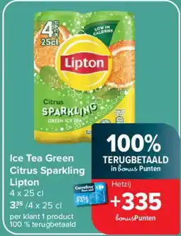 Carrefour Ice tea green citrus sparkling lipton aanbieding