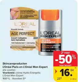 Carrefour Skincareproducten l'oréal paris en l'oréal men expert aanbieding