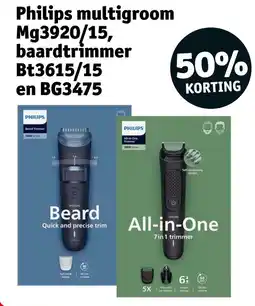 Kruidvat Philips multigroom Mg3920/15 baardtrimmer Bt3615/15 en BG3475 aanbieding