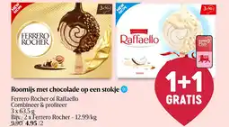 Delhaize Roomijs met chocolade op een stokje aanbieding