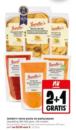 Jumbo Jumbo’s verse pasta en pastasauzen aanbieding